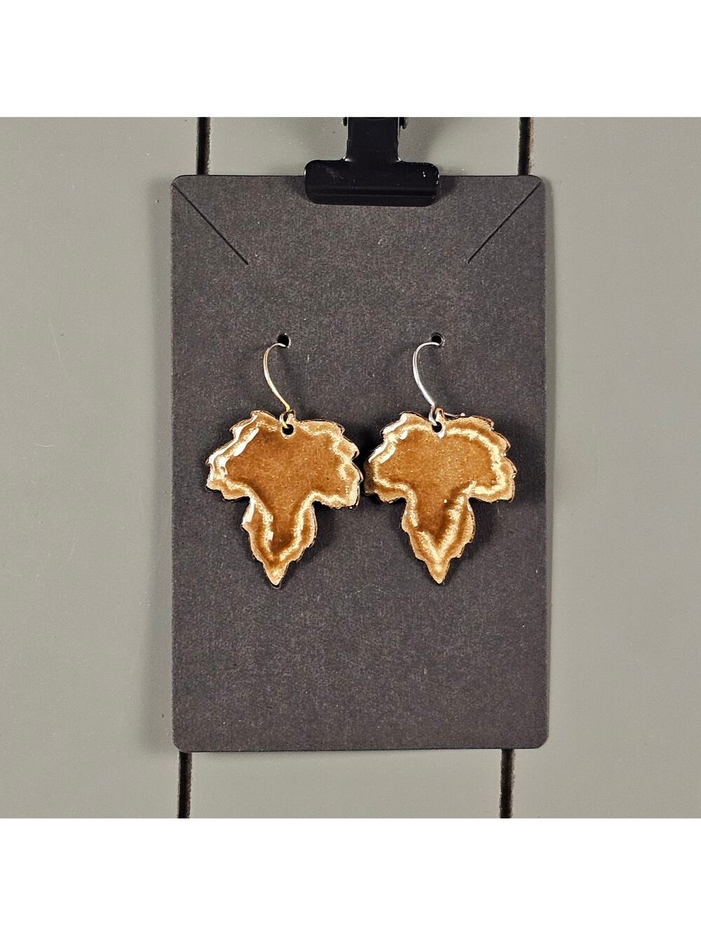 Handmade Brown Metal Leaf Dangle Earrings Boho Rustic Artisan Jewelry 1.5 in.
